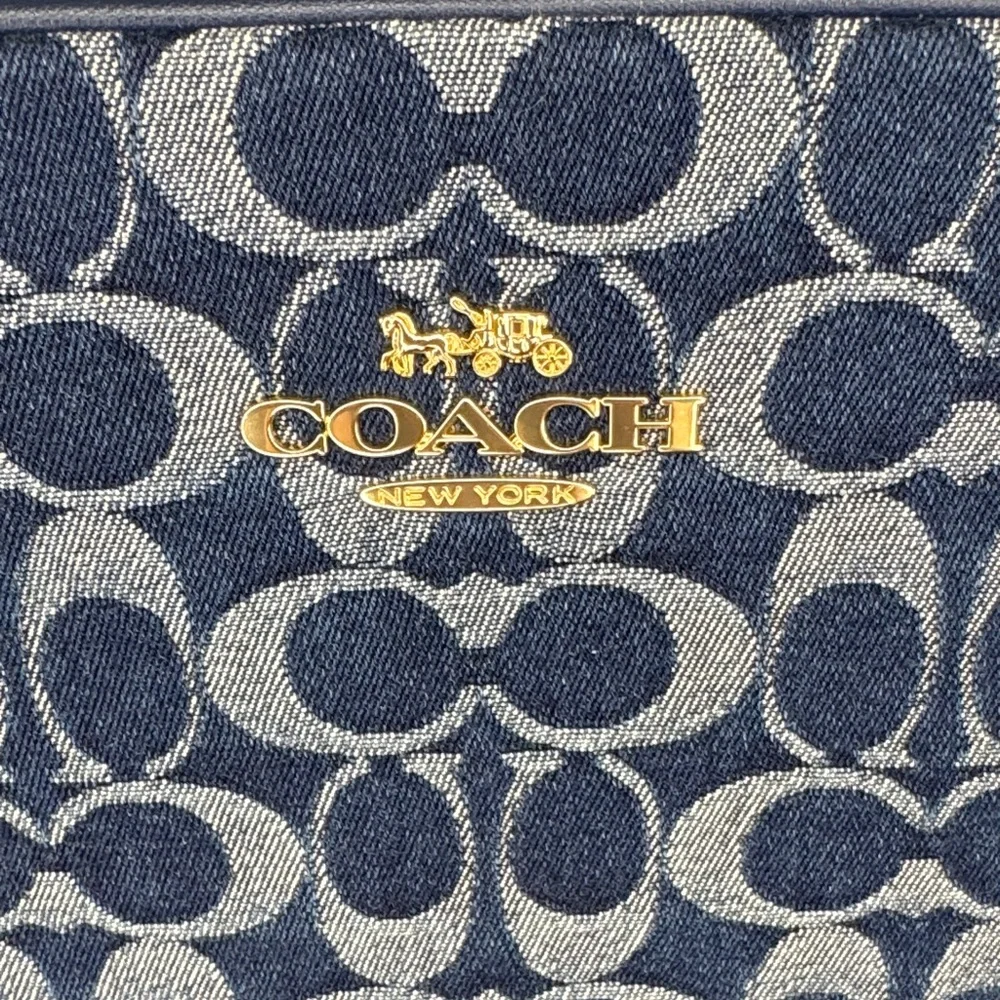 Coach Navy Blue Denim Signature Crossbody Bag NWT - Picture 4 of 11